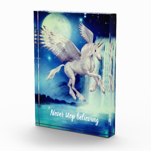 Nooit stoppen met geloven dat vliegend Unicorn Wat Fotoblokken (Rechts)
