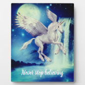 Nooit stoppen met geloven dat vliegend Unicorn Wat Fotoplaat (Voorkant)