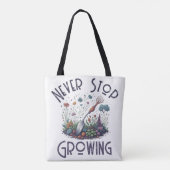 Nooit stoppen met groeien - cadeau voor tuinman, g tote bag (Achterkant)