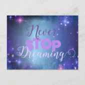 Nooit stoppen met het dromen van Quote Motivatie Briefkaart (Voorkant)