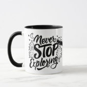 Nooit Stoppen met Ontdekken - Handletterde Mok (Links)