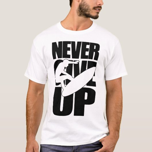 Nooit stoppen met surfen t-shirt (Voorkant)