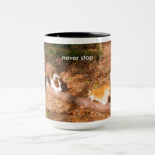 nooit stoppen mok (Midden)