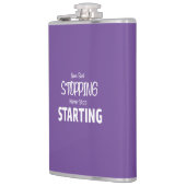 Nooit stoppen, nooit stoppen met starten heupfles (Links)