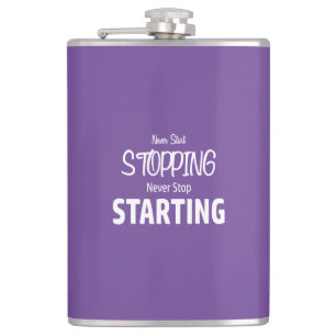 Nooit stoppen, nooit stoppen met starten heupfles