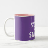 Nooit stoppen, nooit stoppen met starten tweekleurige koffiemok (Links)