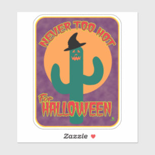 Nooit Te Heet Halloween Cactus Cartoon Kunst Sticker