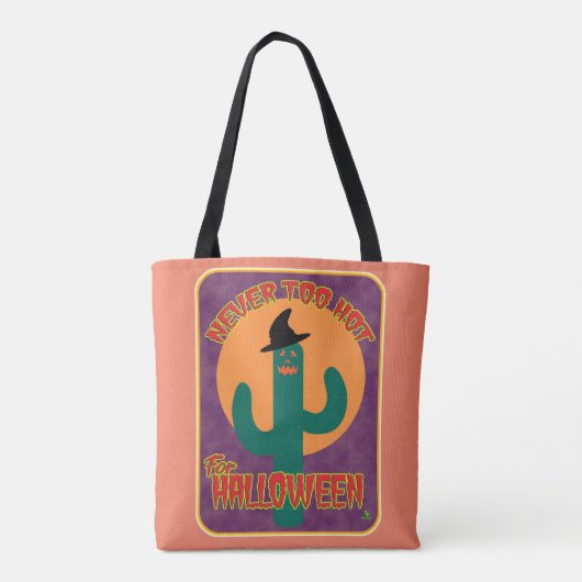 Nooit te heet Halloween Funny Artsy Cactus Tote Bag (Achterkant)