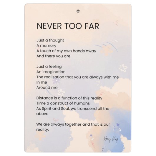 Nooit te laat liefdesgedicht klembord (Achterkant)