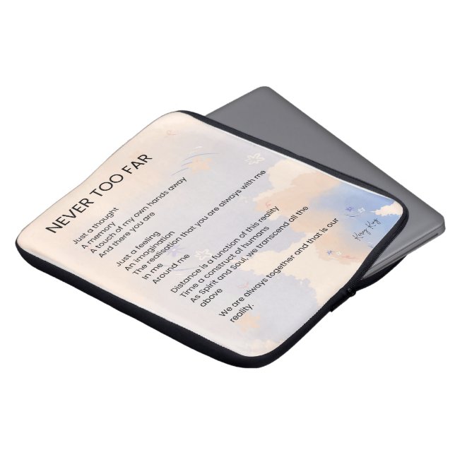 Nooit te laat liefdesgedicht laptop sleeve (Voorkant top)