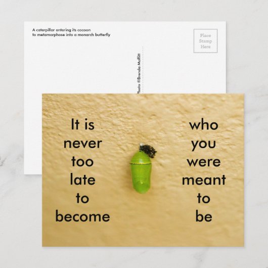 Nooit te laat om te worden wie je moet zijn briefkaart (Voorkant / Achterkant)