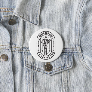 Nooit te laat Skeleton Surfer Chick Ocean Vibes Ronde Button 7,6 Cm