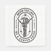 Nooit te laat Skeleton Surfer Chick Ocean Vibes Servet (Voorkant)