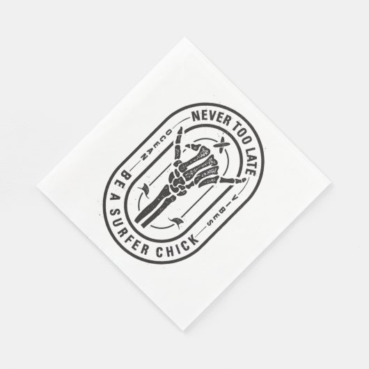 Nooit te laat Skeleton Surfer Chick Ocean Vibes Servet (Hoek)