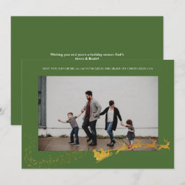 Nooit te oud groene nepgouden glitters foto feestdagenkaart