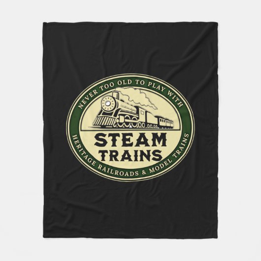 Nooit te oud om mee te spelen met stoomtreinen fleece deken (Voorkant)