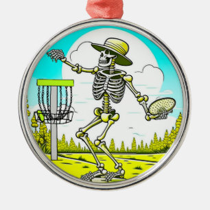 Nooit te oud om te schijfgolf   Skeletgooien Metalen Ornament