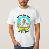 Nooit te oud om te schijfgolf | Skeletgooien T-shirt (Voorkant)