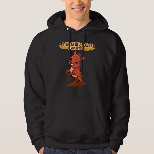 Nooit te oud om te spelen in het smerige, grappige hoodie (Voorkant)