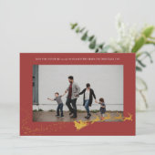 Nooit Te Oud Rood Nep Goud Glitter Foto Feestdagenkaart (Staand voorkant)