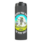 Nooit Te Oud voor Discgolf | Skelet Werpen Thermosbeker (Voorkant)