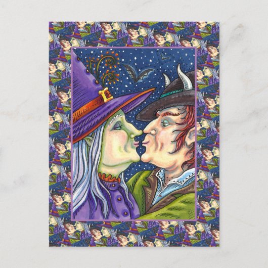 NOOIT TE OUD VOOR ROMANCE, HEKS & WARLOCK IN LIEFD FEESTDAGENKAART (Voorkant)