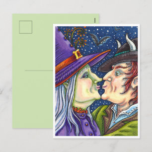 NOOIT TE OUD VOOR ROMANCE, HEKS & WARLOCK IN LIEFD FEESTDAGENKAART