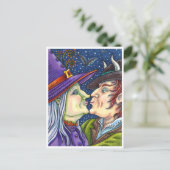 NOOIT TE OUD VOOR ROMANCE, HEKS & WARLOCK IN LIEFD FEESTDAGENKAART (Staand voorkant)