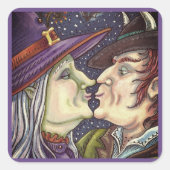 NOOIT TE OUD VOOR ROMANCE, HEKS & WARLOCK IN LIEFD VIERKANTE STICKER (Voorkant)