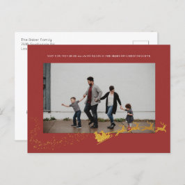 Nooit te oude rode faux gouden glitter foto feestdagenkaart