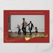 Nooit te oude rode foto folie feestdagenkaart (Voorkant)