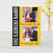 Nooit te oude Vaderdag Glitter-fotokaart Kaart (Gele Bloem)