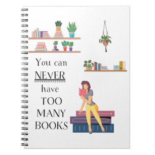 Nooit te veel boeken lezen notitieboek