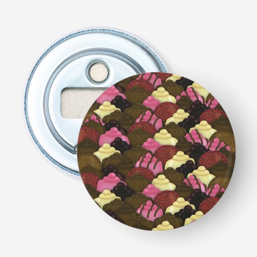 Nooit te veel chocolade - Valentijnsdag Snoep Button Flesopener (Voorkant)