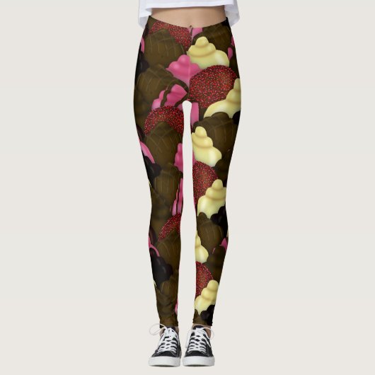 Nooit te veel chocolade - Valentijnsdag Snoep Leggings (Voorkant)