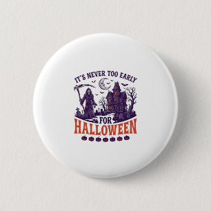 Nooit Te Vroeg Halloween Grim Reaper Geheime Kamer Ronde Button 5,7 Cm