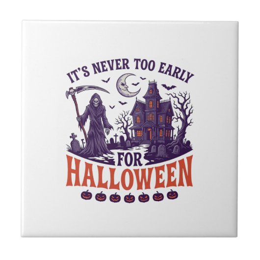 Nooit Te Vroeg Halloween Grim Reaper Geheime Kamer Tegeltje (Voorkant)