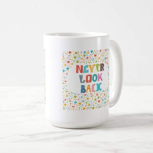 Nooit terugkijken koffiemok (Voorkant rechts)