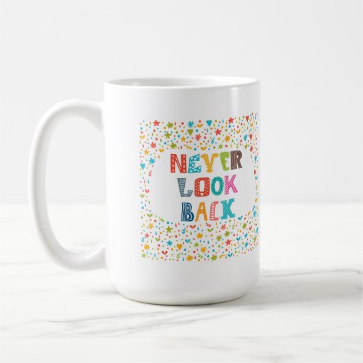 Nooit terugkijken koffiemok (Links)