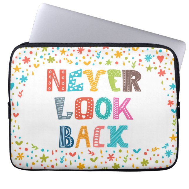 Nooit terugkijken laptop sleeve (Voorkant)