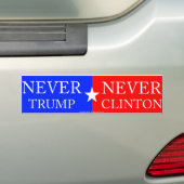 "Nooit Trump, nooit Clinton" bumpersticker (Op auto)
