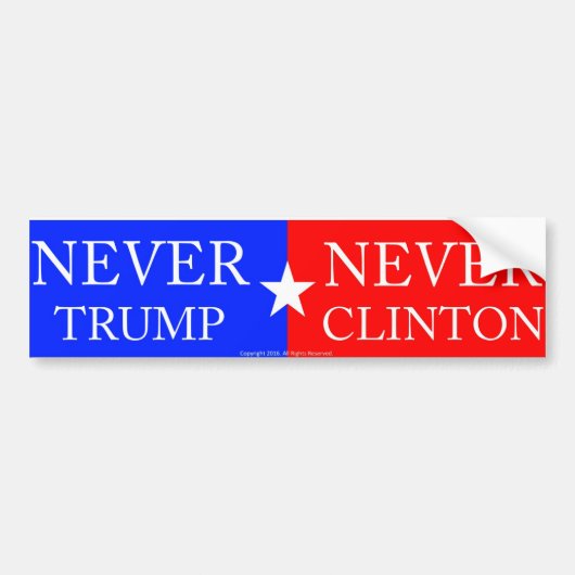 "Nooit Trump, nooit Clinton" bumpersticker (Voorkant)