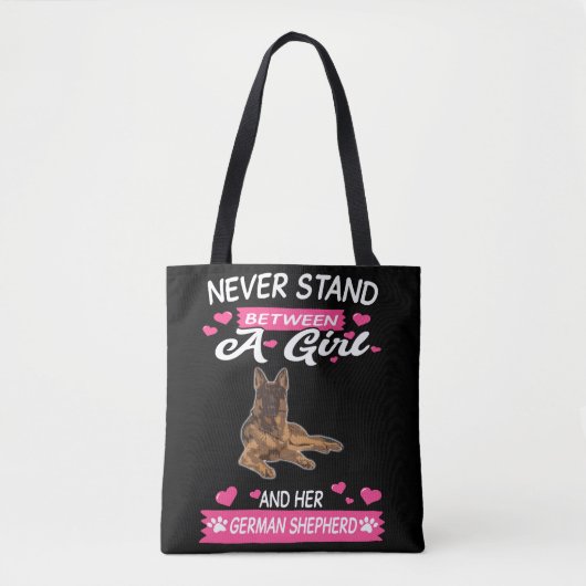 Nooit tussen een meisje en haar Duitse herder staa Tote Bag (Voorkant)