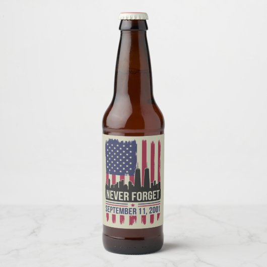 Nooit vergeten 11 september 2001 Herdenkingsdag US Bier Etiket (Voorkant)