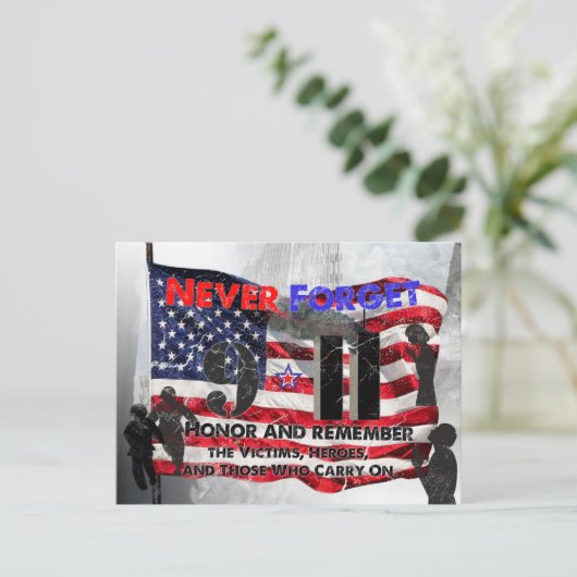 Nooit vergeten 11 september briefkaart (Staand voorkant)