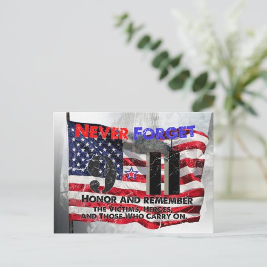 Nooit vergeten 11 september briefkaart (Staand voorkant)