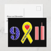 Nooit vergeten 11 september Gele lint Briefkaart (Voorkant / Achterkant)