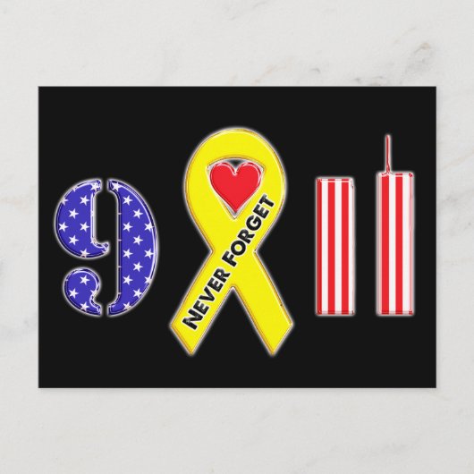 Nooit vergeten 11 september Gele lint Briefkaart (Voorkant)