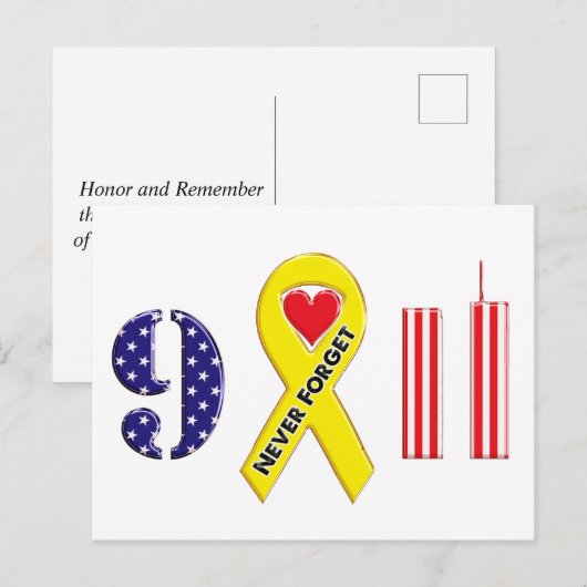 Nooit vergeten 11 september Gele lint Briefkaart (Voorkant / Achterkant)