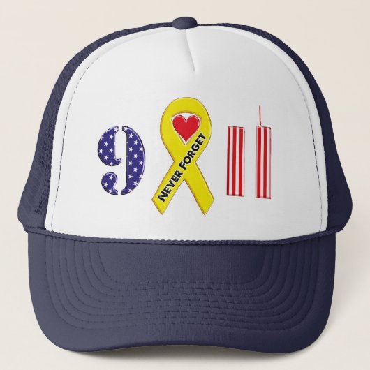 Nooit vergeten 11 september Gele lint Trucker Pet (Voorkant)